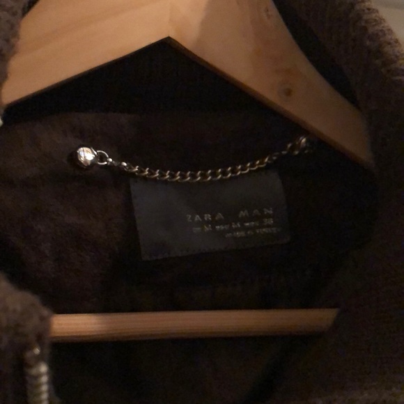 Zara brown suede leather bomber jacket - Picture 2 of 7